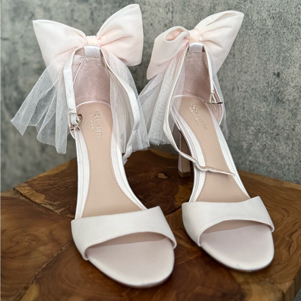Elegant Cream Bow Heels bridal unique sandals - Picture 13 of 13